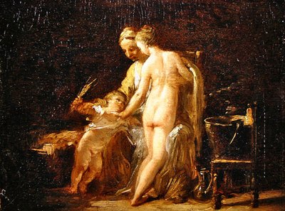 Intérieur avec une dame à son bain, vers 1800 - French School