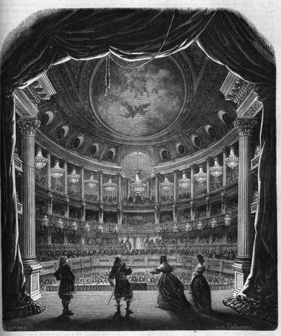Vue intérieure du théâtre du château de Versailles. Gravure de 1867-1868. - French School