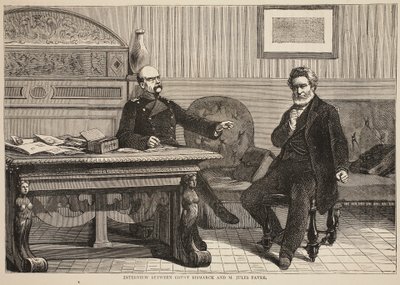 Entrevue entre le comte Bismarck et M. Jules Favre, septembre 1870, illustration de l