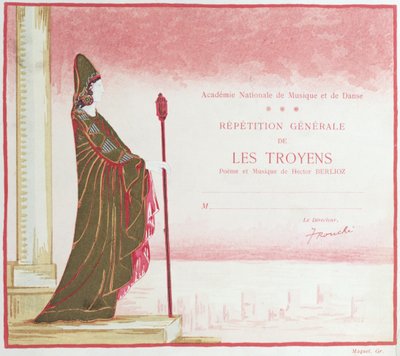 Invitation pour une représentation des Troyens composée par Hector Berlioz à l