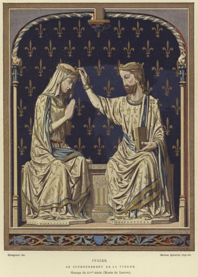 Sculpture en ivoire du Couronnement de la Vierge - French School
