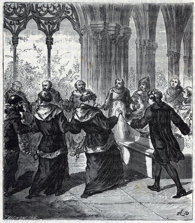 JEAN ANTOINE NOLLET (1700-1770) donne une commotion électrique aux religieux d