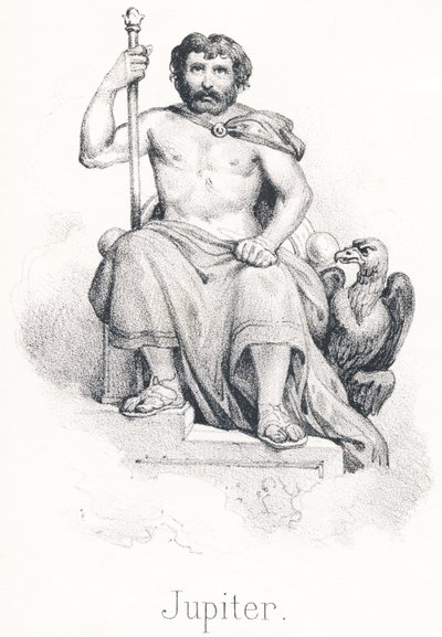 J Jupiter: Fils de Saturne et Rhéa, frère de Titan, il fut nourri par la chèvre Amalthée - French School