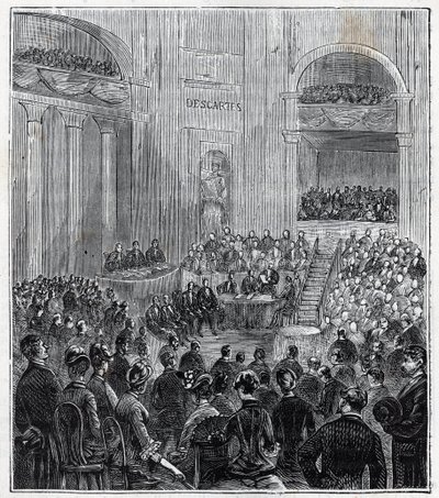 Jacques Babinet (1794 - 1872), physicien et astronome français à la séance solennelle des cinq Académies en 1840 - Gravure dans Sciences à la portée de tous - physique et chimie par Alexis Clerc - Fin du 19e siècle. Collection privée. - French School