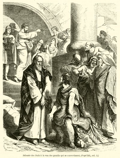 Jalousie des Juifs à la vue des gentils qui se convertissent (gravure) - French School