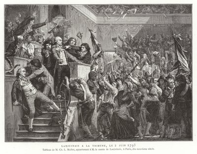 Jean Denis, comte Lanjuinais, à la tribune de la Convention, Révolution française, 2 juin 1793 - French School