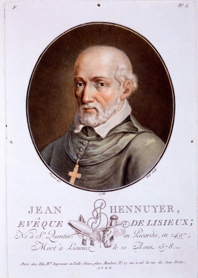 Jean Hennuyer, Évêque de Lisieux, de Portraits des grands hommes, femmes illustres, et sujets mémorables de France, publié 1787-92 - French School