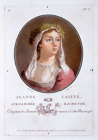 Jeanne Laisné, de Portraits des grands hommes, femmes illustres, et sujets mémorables de France, publié 1787-92 - French School