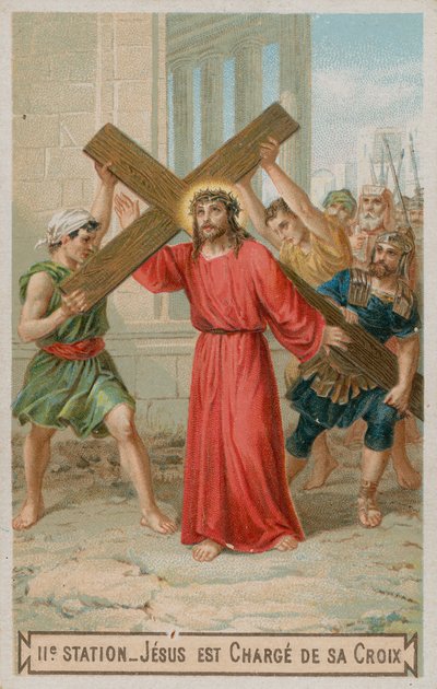 Jésus porte sa croix. La deuxième station de la croix - French School