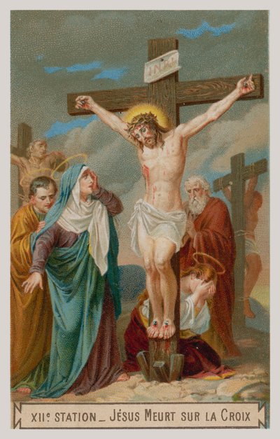 Jésus meurt sur la croix. La douzième station de la croix - French School