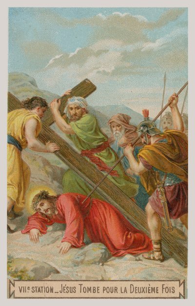 Jésus tombe pour la deuxième fois. La septième station de la croix - French School