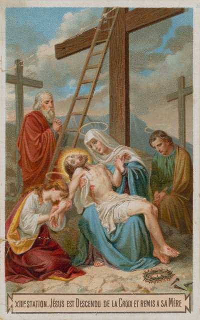 Jésus est descendu de la croix et rendu à sa mère. La treizième station de la croix - French School