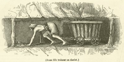Jeune fille traînant un chariot - French School