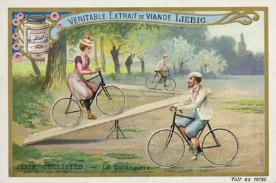 Jeux cyclistes, équilibre sur une balançoire - French School