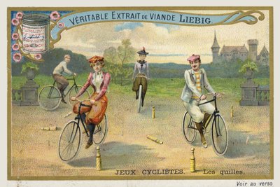 Jeux cyclistes, faire du vélo autour des quilles en France - French School