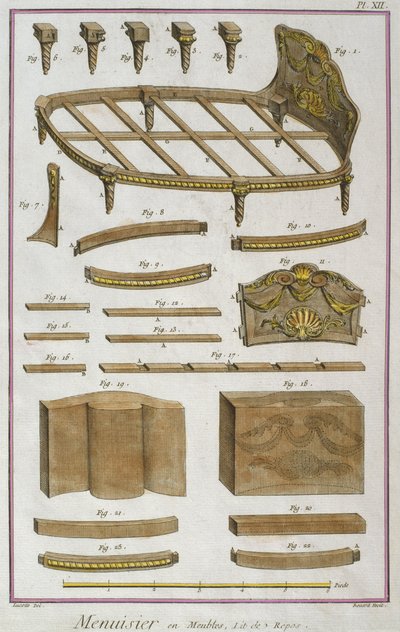 Menuisier, un canapé, illustration de l