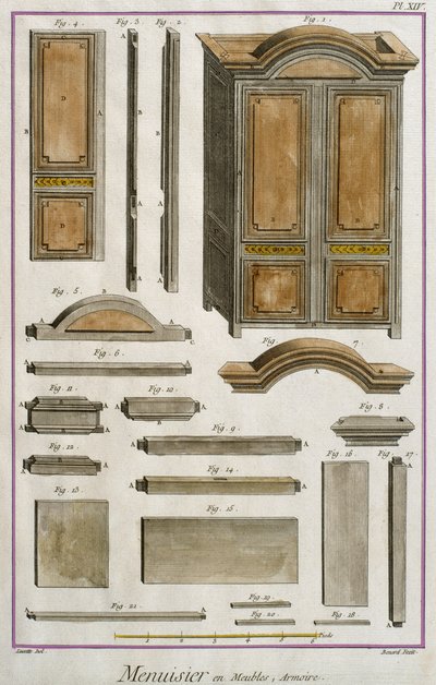 Menuisier, une armoire, illustration de l