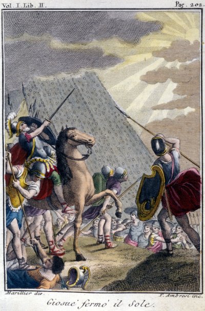 Josué arrête la course du Soleil, gravure d