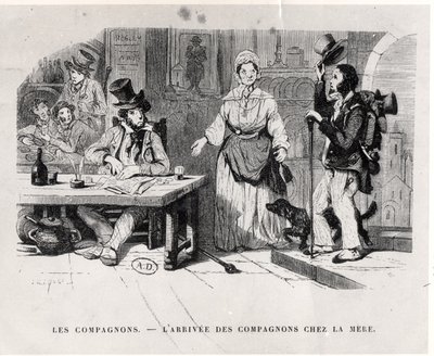 Compagnon arrivant dans une pension, vers 1850 - French School