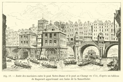 Joute des mariniers entre le pont Notre-Dame et le pont au Change en 1751, d