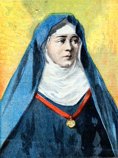 Julienne Duguesclin (1377-1404) religieuse bénédictine, illustration de « Le Petit Journal » du 23 juillet 1894 (gravure) - French School