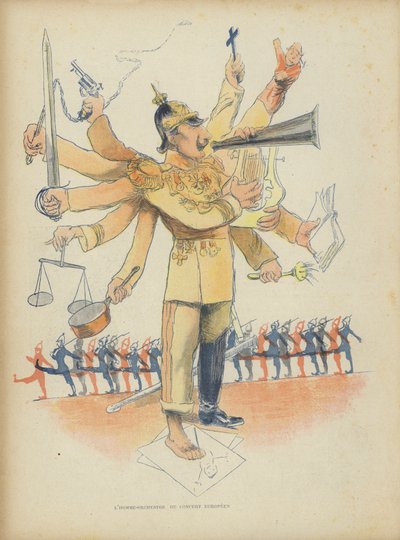 Kaiser Wilhelm II, Illustration pour Le Rire (lithographie couleur) - French School