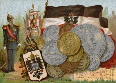 Kaiser Wilhelm I à côté du drapeau du Royaume de Prusse et d