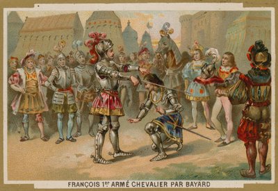 Le roi Charles Ier de France adoubé par le chevalier de Bayard après la bataille de Marignan, 1515 - French School