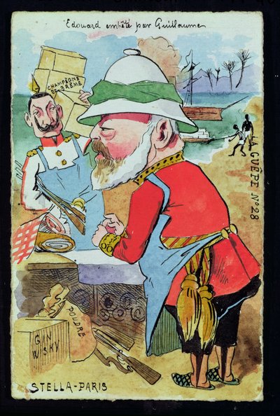 Le roi Édouard VII harcelé par le Kaiser Guillaume II de Les Guêpes, vers 1890 - French School