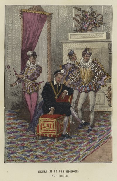 Le roi Henri III de France et ses favoris, les Mignons, 16ème siècle - French School