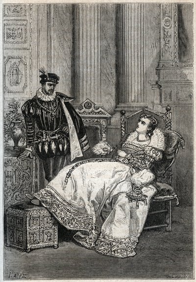 Le roi Henri II (1519-1559) et Diane de Poitiers (1499-1566) - gravure de 