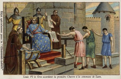 Le roi Louis VI de France accordant la première charte à la ville de Laon, 1128 - French School