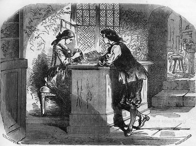 Le roi Louis XI (1423-1483) ordonna pour sa maîtresse la Dame de Gigon un magnifique ornement chez la bijoutière Madame Passefilon. Gravure dans « L