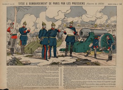 Le roi Guillaume Ier de Prusse, Otto von Bismarck et le maréchal Helmuth von Moltke au siège de Paris, guerre franco-prussienne - French School