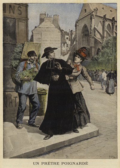 Attaque au couteau contre un prêtre, France, 1897 - French School