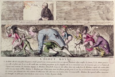 LEgout Royal, caricature de la fuite de la famille royale française à Varennes le 21 juin 1791 - French School