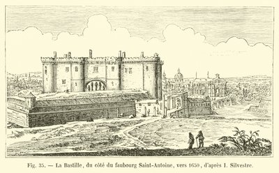 La Bastille, du côté du faubourg Saint-Antoine, vers 1650, d
