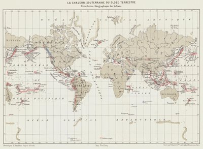 La Chaleur Souterraine du Globe Terrestre, Distribution Géographique des Volcans - French School