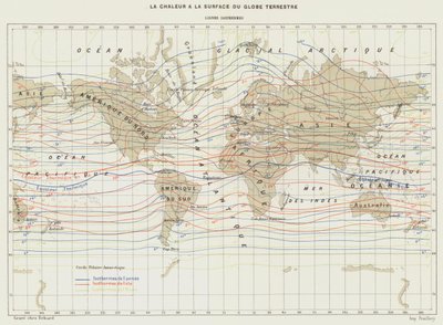 La Chaleur à la Surface du Globe Terrestre, Lignes Isothermes - French School