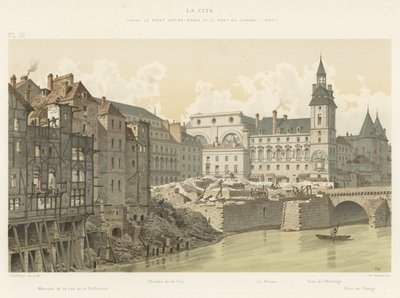La Cité, entre le Pont Notre-Dame et le Pont au Change, 1800 - French School