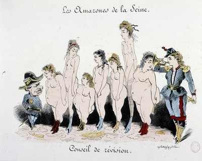 La Commune : Conseil de révision des amazones de la Seine - dessin, Musée Carnavalet - French School