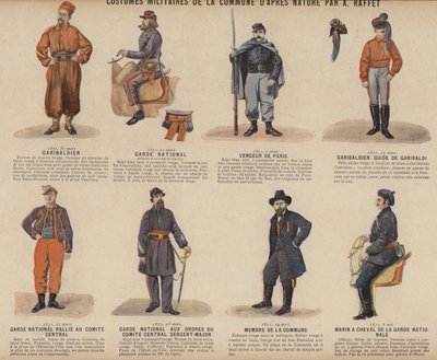 La Commune de Paris, Costumes Militaires De La Commune par A Raffet (lithographie en couleur) - French School