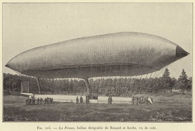 La France, ballon dirigeable de Renard et Krebs, vu de côté - French School