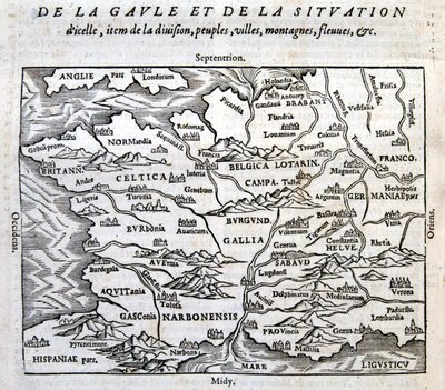 La Gaule, ses fleuves et ses montagnes - dans « La Cosmographie universelle du bout du monde » de François de Belle Forest, éd. Sonnius, Paris - French School