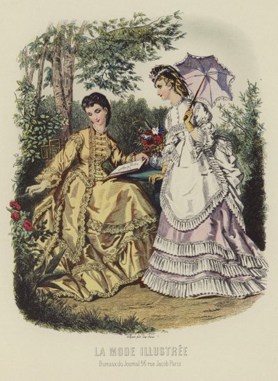 La Mode Illustrée, deux femmes bien habillées - French School