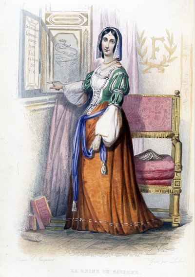 La Reine de Navarre (Margarita?) - dans « Le Plutarque français », éd. Mennechet - French School