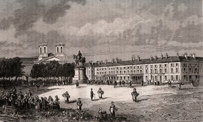 La Roche-sur-Yon (La Roche sur Yon) - Pays de la Loire - place Napoléon - gravure dans « La France illustrée : géographie, histoire, administration statistique » par V.-A. Malt-Brown. 1884 - French School