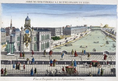 La Samaritaine (pompe à eau) sur le Pont Neuf à Paris - vue optique - French School