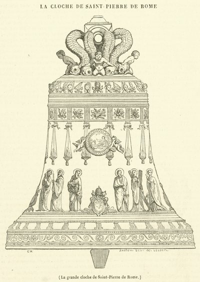 La grande cloche de Saint-Pierre de Rome (engraving) - French School