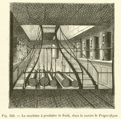 La machine à produire le froid, dans le navire le Frigorifique - French School